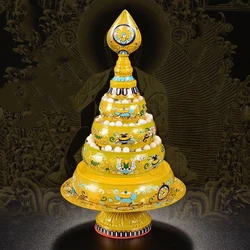 Tibetan Manza Tantric Alloy Handicraft Auspicious Tribute Painting Buddhism Plate Home Gift Indoor Altars Desktop Decorative