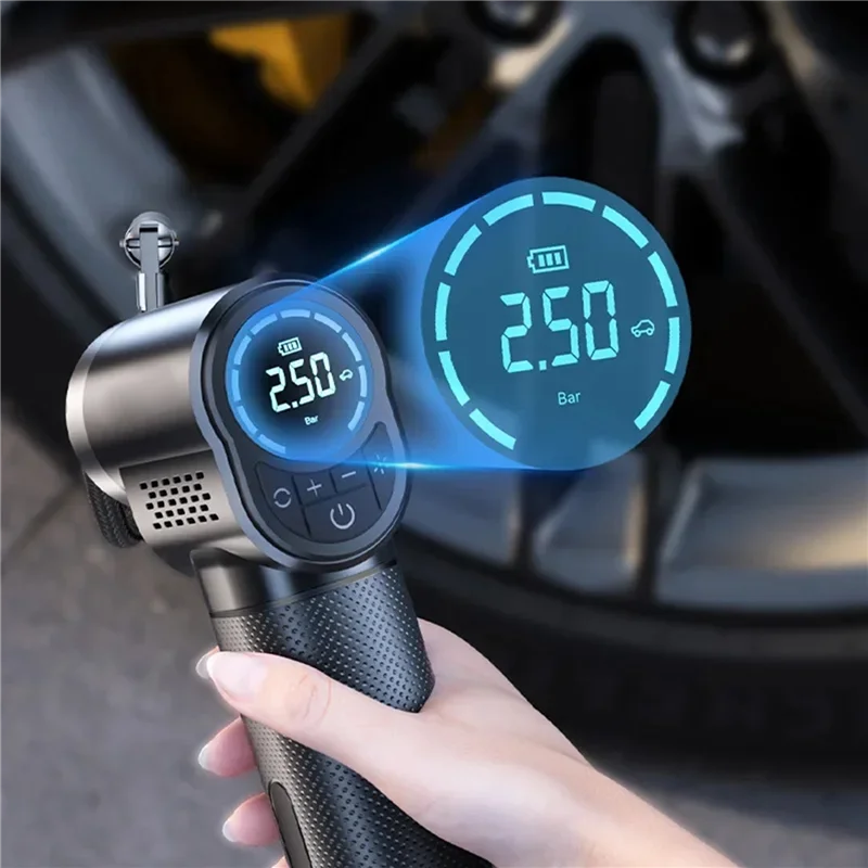 A76K EAFC Portable Air Compressor Wireless Or Wired Inflatable Pump Portable Digital Tire Inflator For Car, Bicycle, Balls