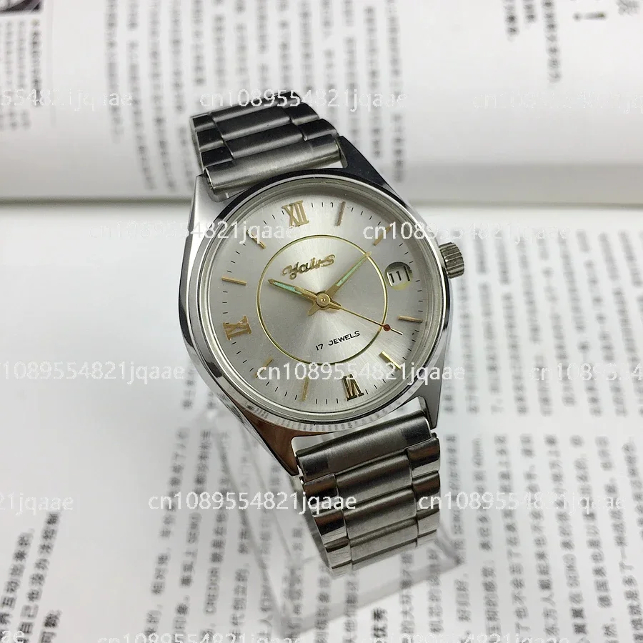 

New Original Liaoning Dandong Yashi Brand All-steel Silver Surface Single Calendar Manual Mechanical Watch Diameter 36mm