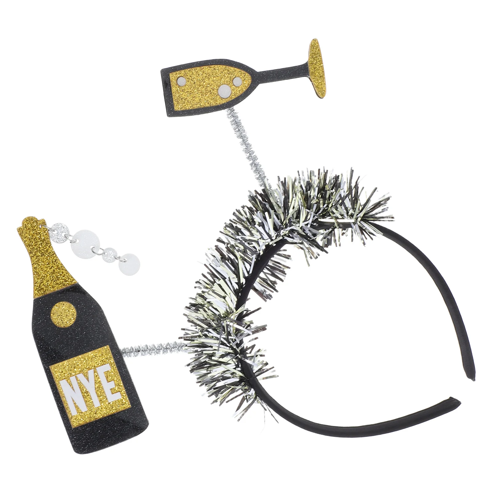 

Wine Bottle Headband New Year Party Headband Holiday Hair Hoop Foil Strip Christmas Eve Party Decorations Happy New Year