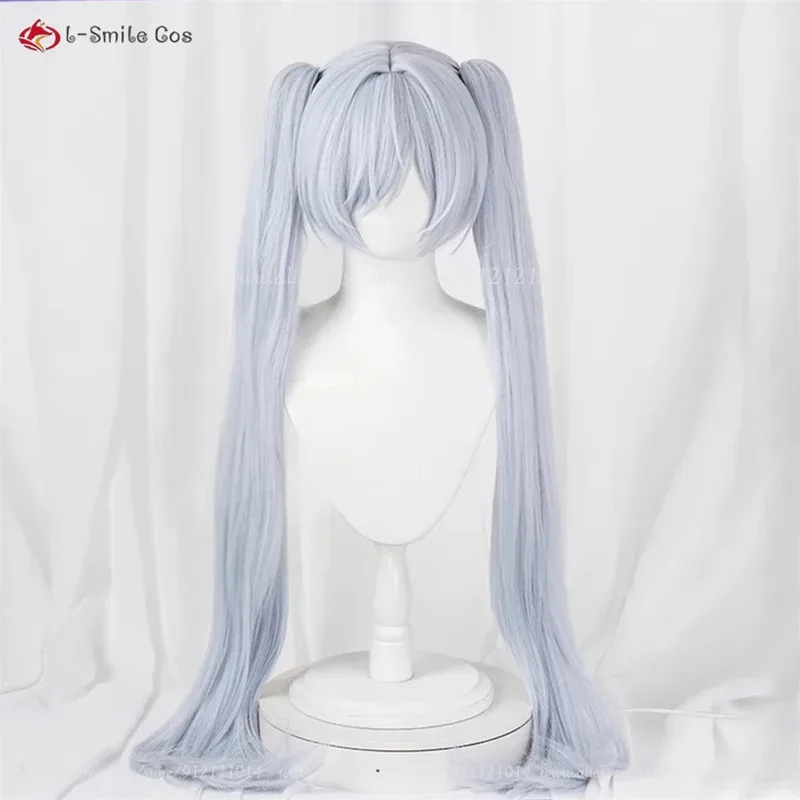 Nikke-Peluca de Cosplay de Cenicienta, cola de caballo doble, púrpura, gris, 90cm, pelo sintético resistente al calor, peluca de disfraces de Anime para Halloween