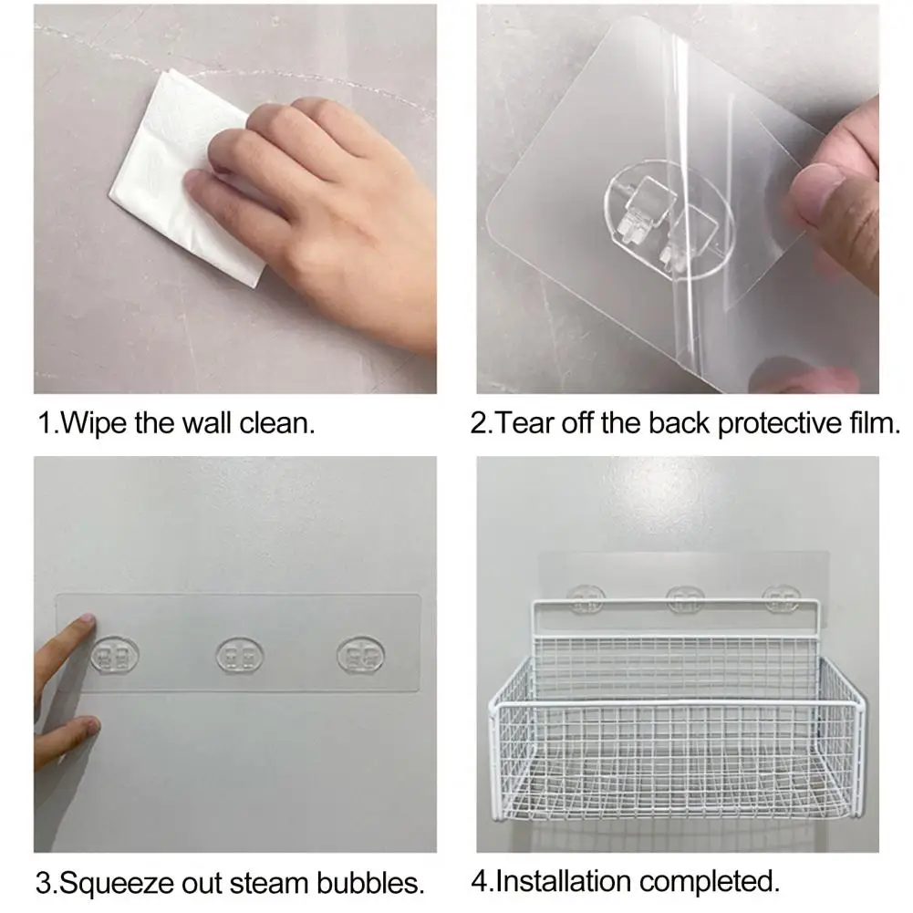 Wall-mounted Hook Tear-off Protective Film Shower Frame Sticker Effortless Bathroom Kitchen Organization Adhesive for No-drill