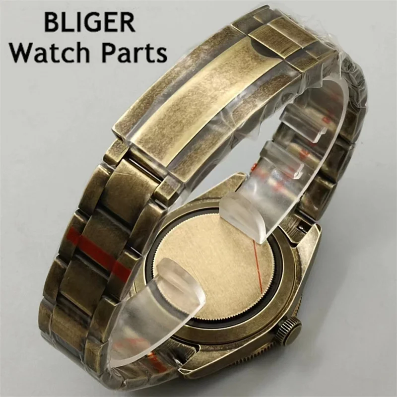 BLIGER Bronze 39mm NH35A Automatic Movement Mechanical Diving Men\'s Watch Snowflake Hand Domed Sapphire Crystal Oysters bracelet