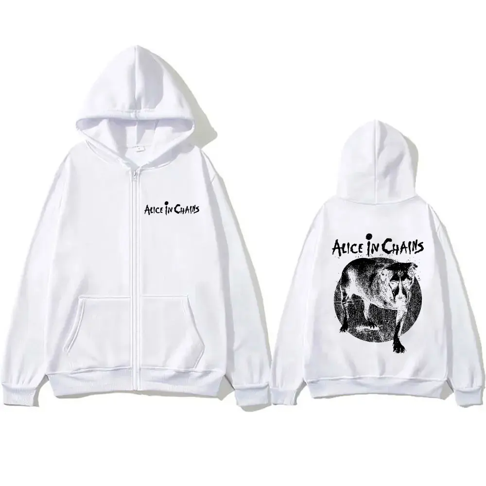 Rock Band Alice in Chains Graphic Print Zipper Hoodie Male Vintage Casual Oversized Zip Up Hoodies Men Women Fashion Jacket Coat