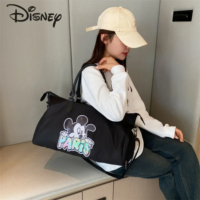 Disney-Bolsa de pañales de Mickey para bebé, bolso multifuncional de gran capacidad, de alta calidad, a la moda