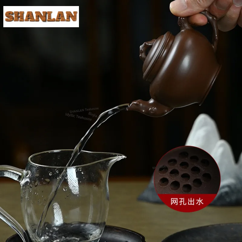 HOYIHM 150ml Antique Yixing Purple Clay Teapots Famous Master Handmade Spring Pot Raw Ore Mud Tea Making Kettle Zisha Teaset Cha