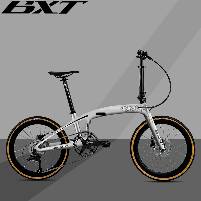 BXT 20 Inch Carbon Folding Outdoor Mountain Bike,9 Speed Foldable Bicycle fit Foldable Bike for Adults,Portable Carbon Bicycle