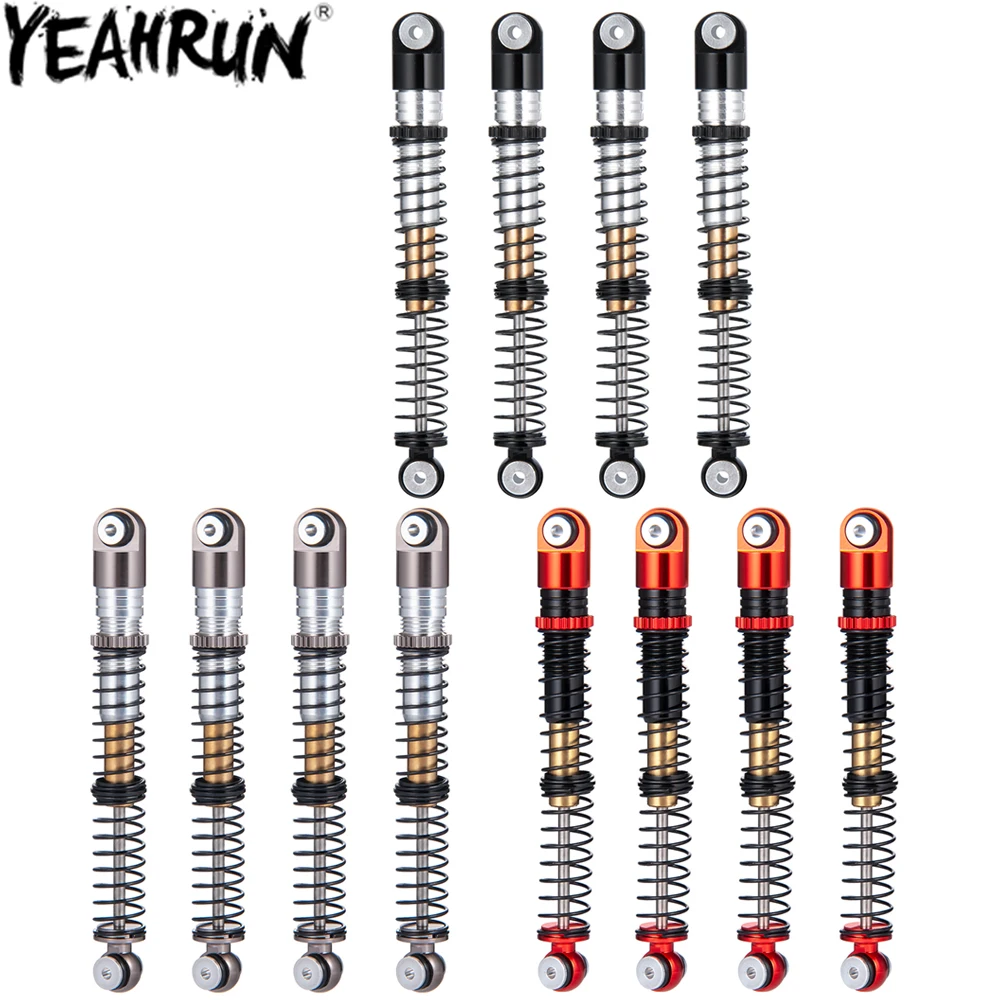 YEAHRUN-Amortisseur fileté en aluminium pour voiture RC, mise à niveau pour 1/24 RC, SCX24 JLU Gladiator Micro Inoler, 53mm, 4 pièces