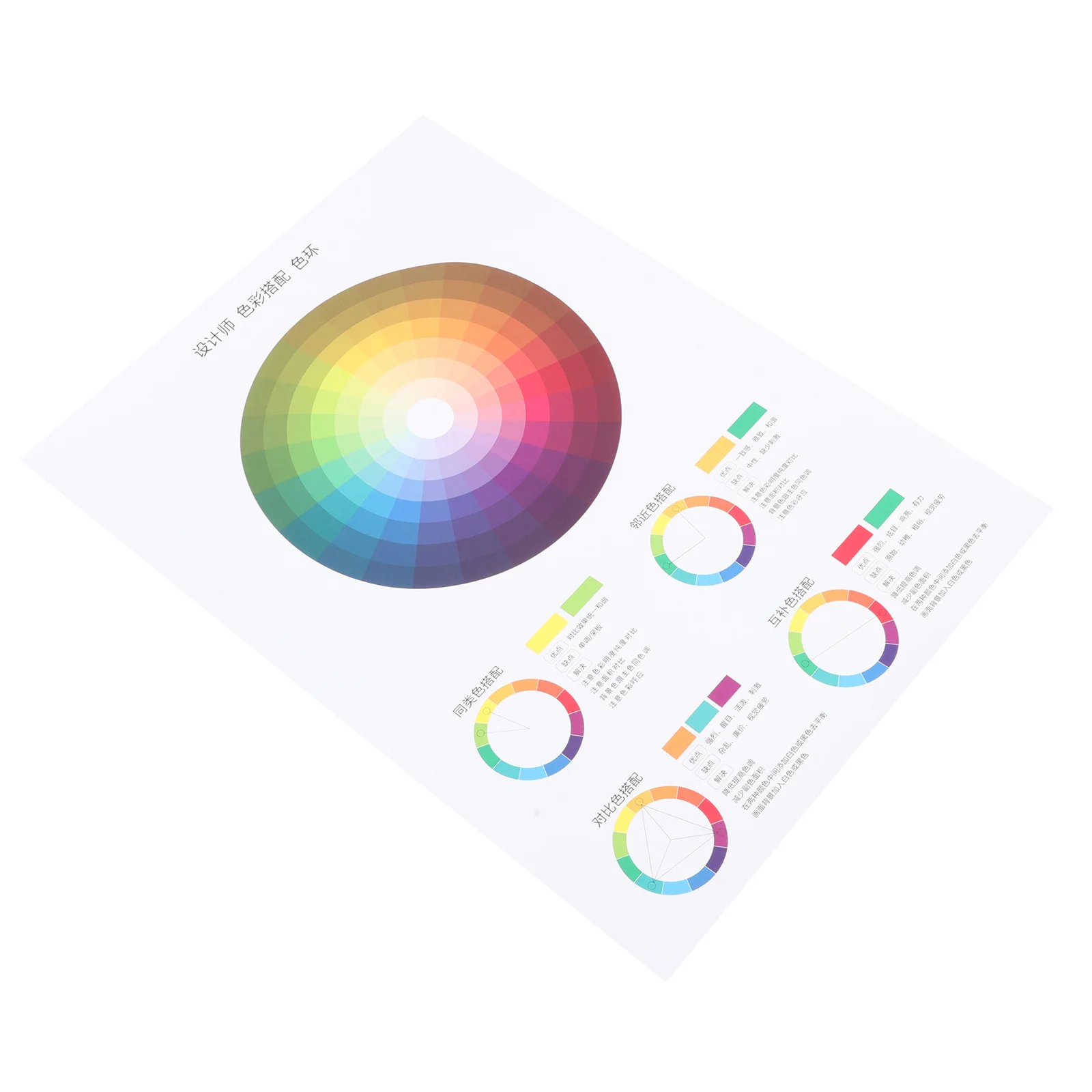 Color Wheel Poster Paper Durable Circular Chart for Art Design Students Teachers Color Matching Guide Colour Wheel Chart