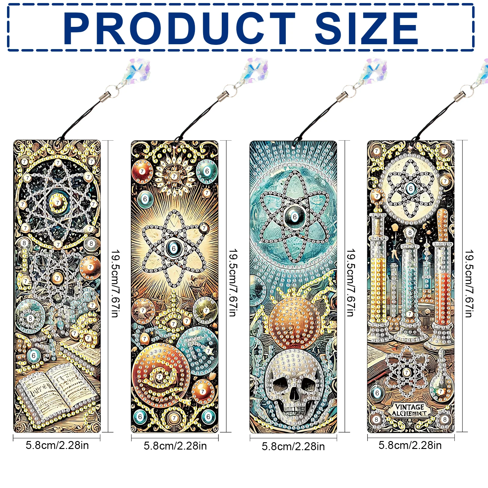 4PCS Diamond Art Painting Bookmark Kits,DIY Planet Bookmarks Bling Crystal Pendant Bookmarks Art Gift for Adult Beginners