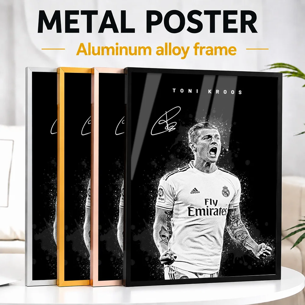 Toni Kroos Goal Metal Poster With Aluminum Alloy Frame Personalized Photographic Wall Art For Living Room, Football Fan Gift