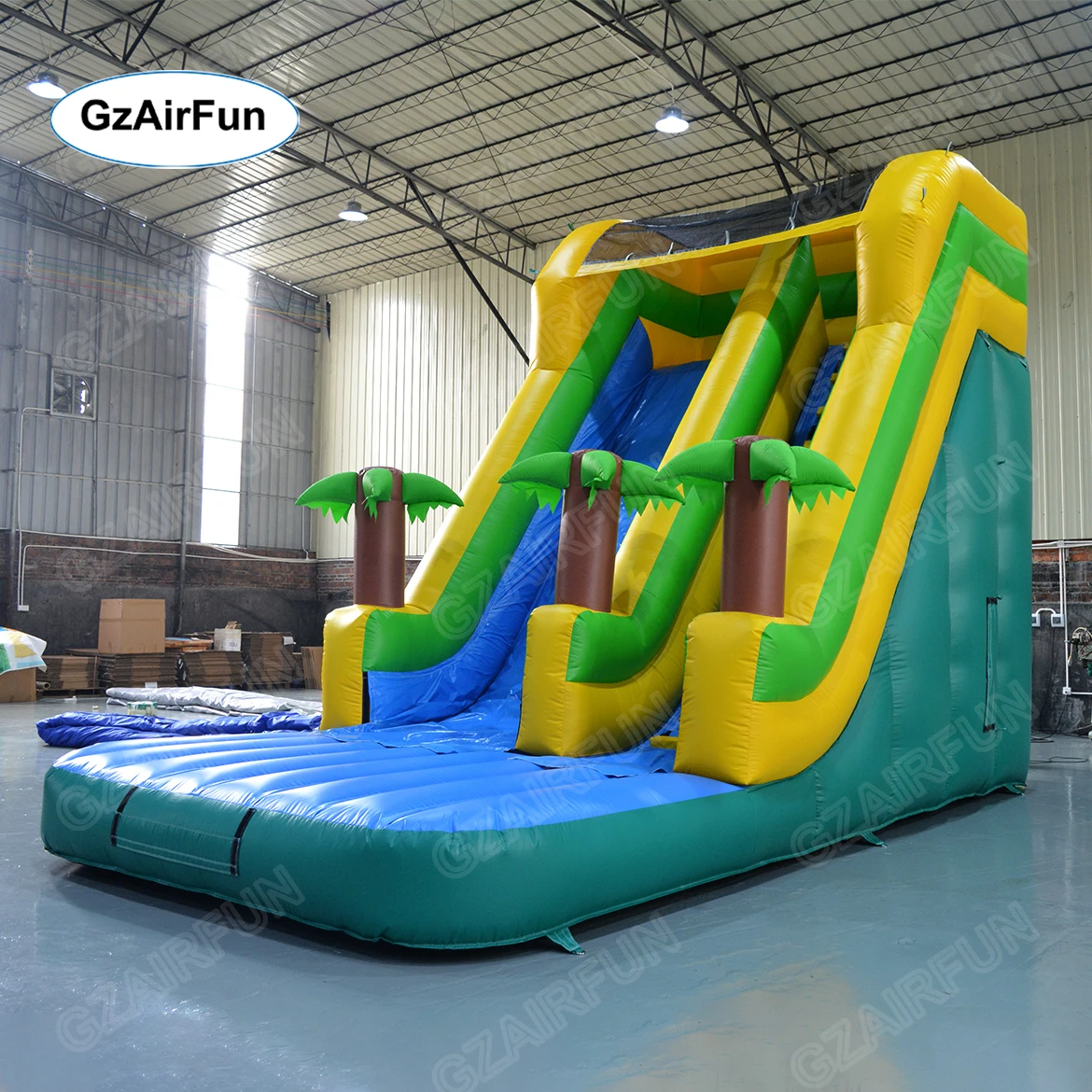 

New Design PVC Palm Tree Inflatable Wet and Dry Slides for Kids