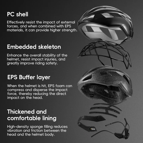 Imagen 2 del producto ROCKBROS casco de ciclismo ultraligero moldeado integralmente protección de seguridad transpirable para hombre y mujer Casco de Bicicleta de carretera MTB