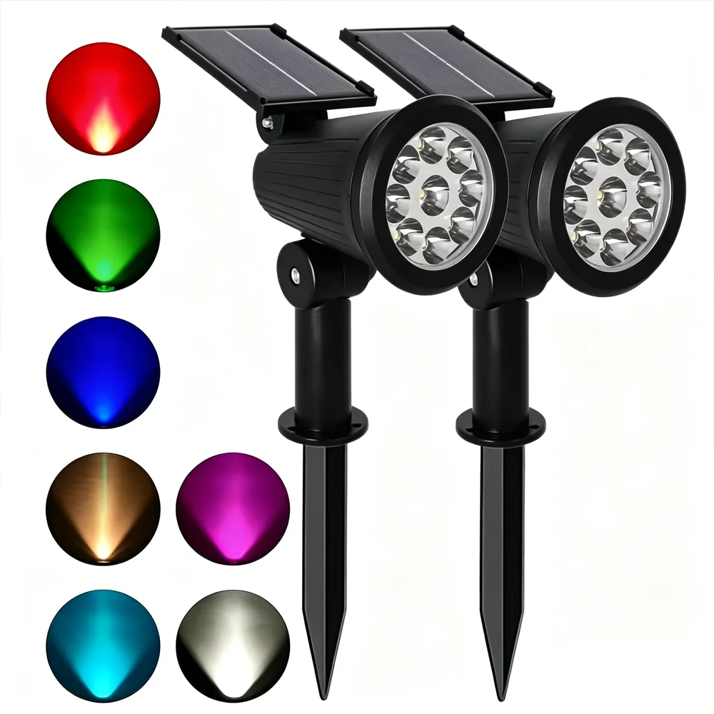 Solar Landscape Lights 9 LED White/Warm/RGB in-Ground/Wall Spotlight IP65 Waterproof Outdoor Lighting for Garden Yard Pathway