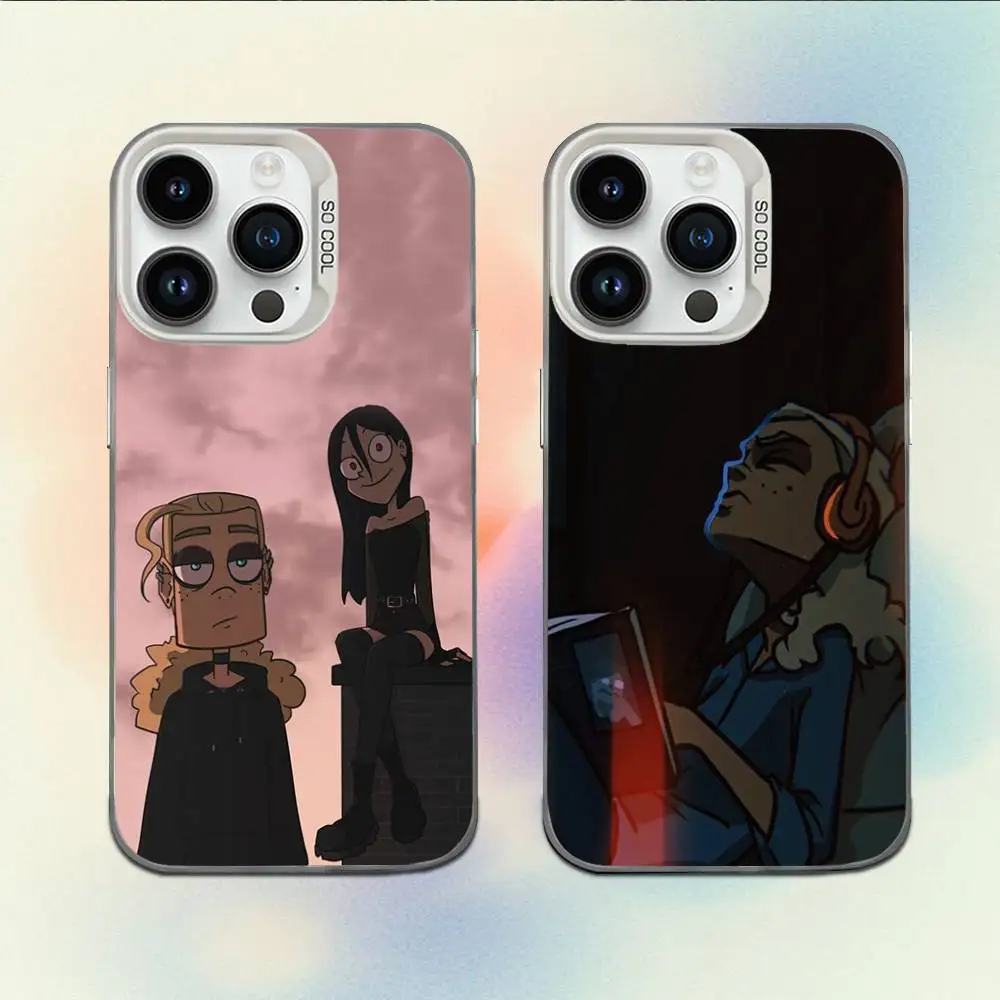 

Cartoon Metal Family Phone Case For iPhone 16,15,14,13,12,11,Mini,Pro,E,MAX White Candy Matte Shockproof Cover