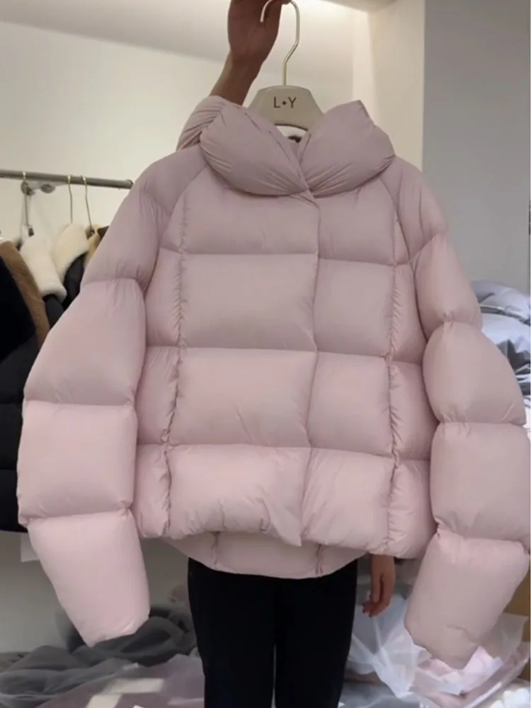 Único rosa ort puffer jaet inverno 2025 novo coreano sle tamanho pequeno pão casaco comute sle fibra de poliéster