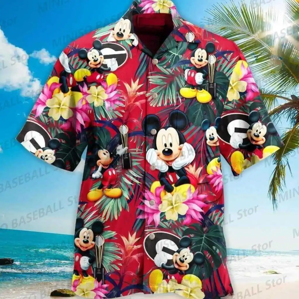 Camisa hawaiana con estampado 3D de dibujos animados para niño y niña, camisa de Disney, Mickey Mouse, Pato Donald, girasol, vacaciones para niño y adulto, novedad de verano