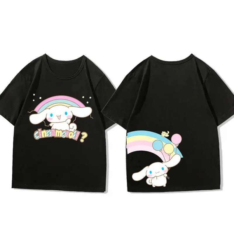 

Sanrio Children's T-shirt Yugui Dog Meiledi Pudding Dog Katie Cat Pure Cotton Double Sided Printed Parent Child T-shirt