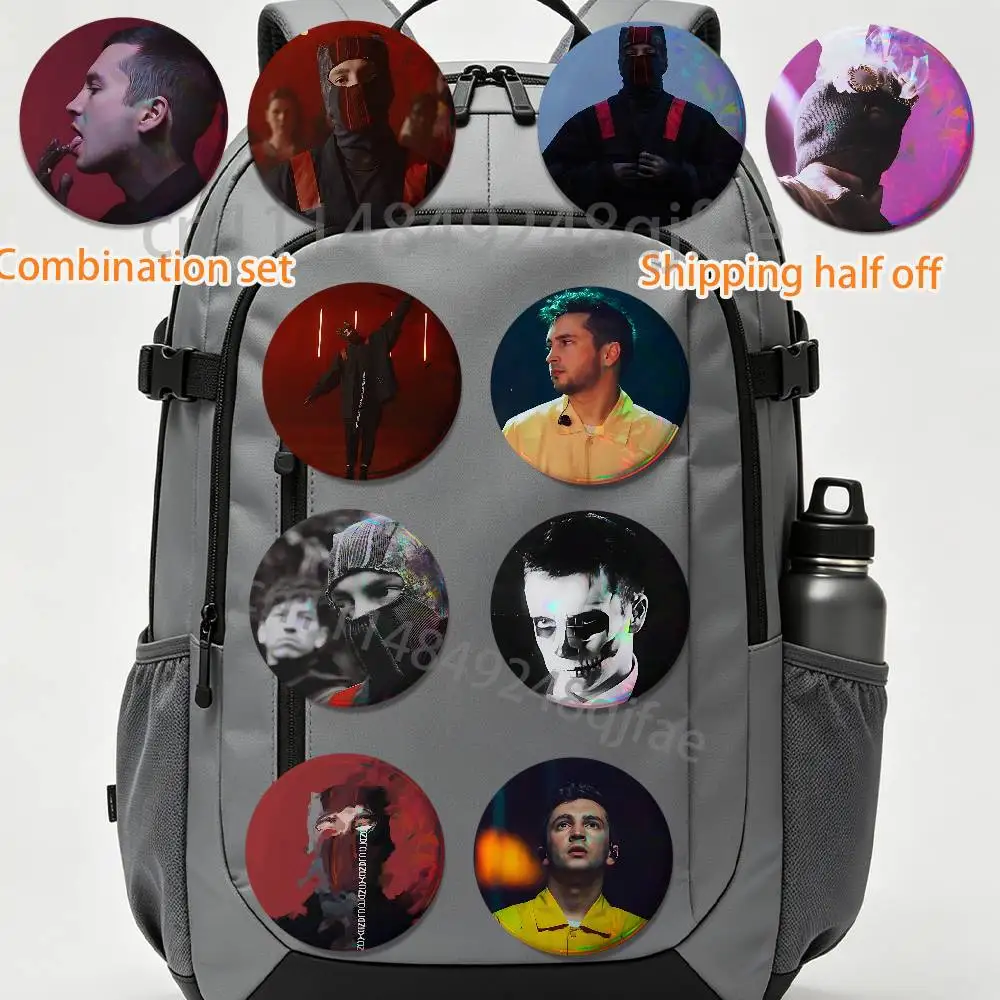 

twenty one Tyler Joseph Pilot HD Print Round Lapel Pins Pretty Derby 2 piece set Round Display Brooches Brooch Badges