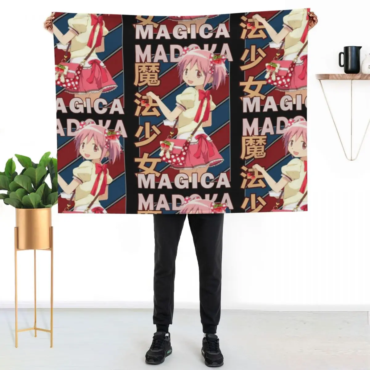Madoka Kaname Madoka Magica Vintage Stripe Design Throw Blanket Baby Thermal blankets and throws Thermals For Travel Blankets