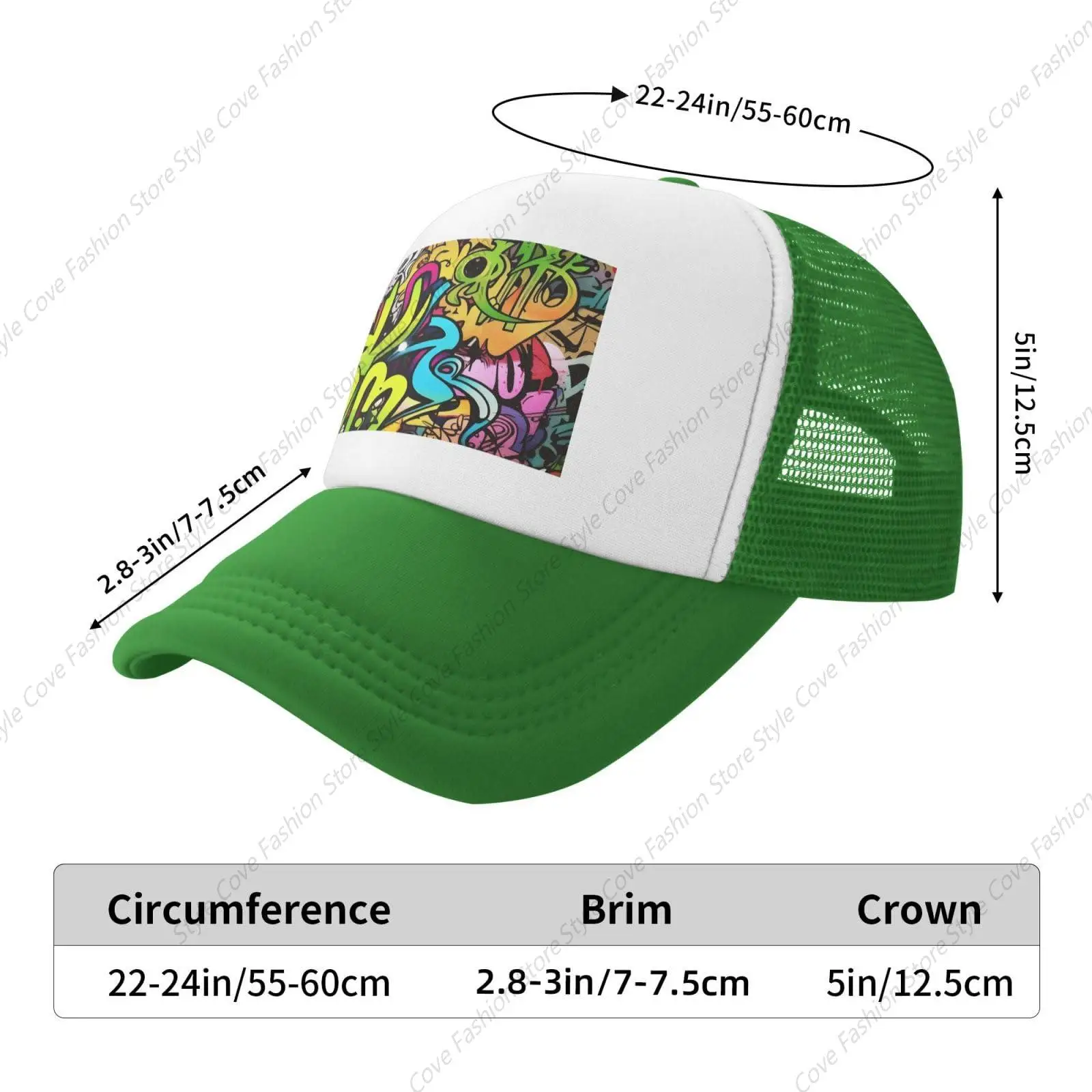 Unisex Graffiti Desenho Impressão Mesh Baseball Cap, Verão ajustável Sunshade Hat, Hip Hop Streetwear para esportes