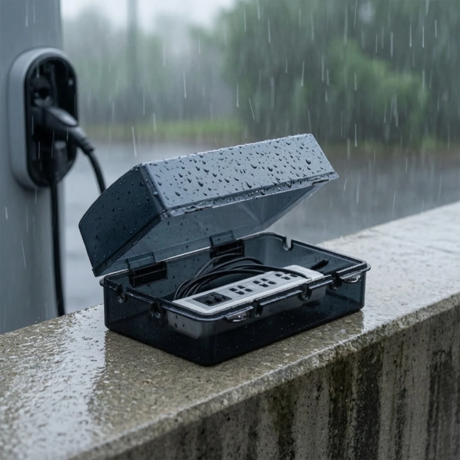 Power Strip Box with Copper Lock Heavy-Duty Waterproof Box with Lock Extension Cord Cover Universal Enclosure Non-Slip