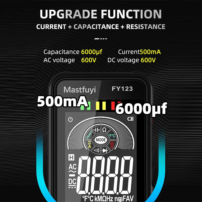 Multimeter Digital AC DC Voltage Current Auto Range True RMS Temp Capacitance Ohm NCV High Precision Smart Multimetro Tester