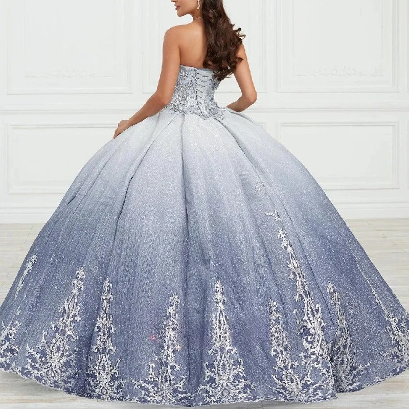 Customized Luxury Sweetheart Sleeveless Gradient Sequined Appliques Lace Ball Gown Shining Quinceanera Dresses
