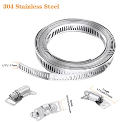 DIY Width 12.7MM 304 Stainless Steel Adjustable Hose Clamp for Water Pipe Automotive Pipeline Industrial Pipeline