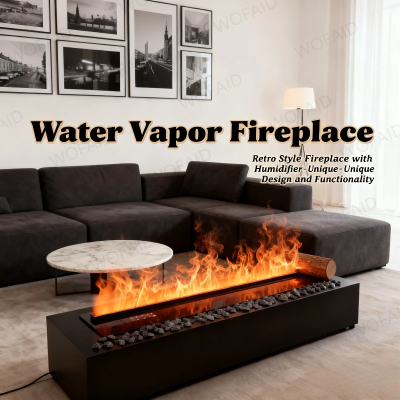 مدفأة كهربائية ثلاثية الأبعاد، لهب RGB + محاكاة الضباب، موفرة للطاقة، مدفأة رذاذ مدمجة - مثالية للداخلية الحديثة #1