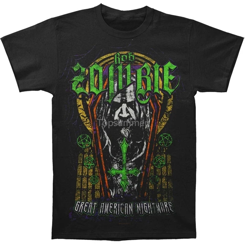 Cheap T Shirts Graphic Crew Neck Rob Zombie Men'S Great American Nightmare Slim Fit T-Shirt Black Short-Sleeve T Shirts For Men