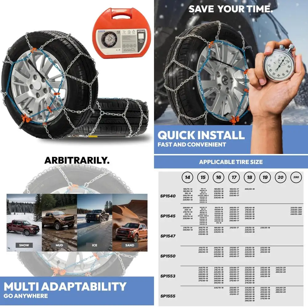 

Снежные цепи для автомобиля, внедорожника, грузовика и пикапа, универсальные аварийные шины, набор из 2 шт.