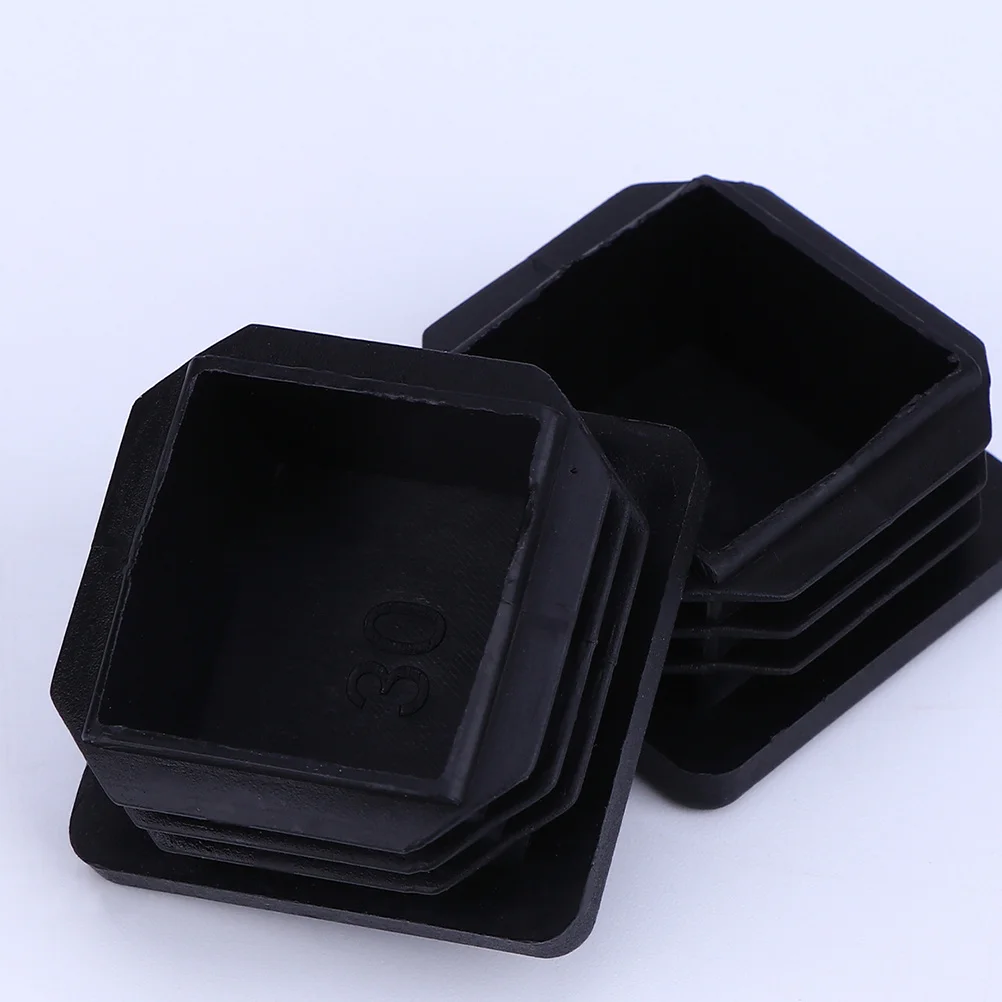 

100pcs Square Tube Bung Black Plastic Furniture Leg Plug End Cap For Floor Protection Noise Reduction Flexible Ridges Straight
