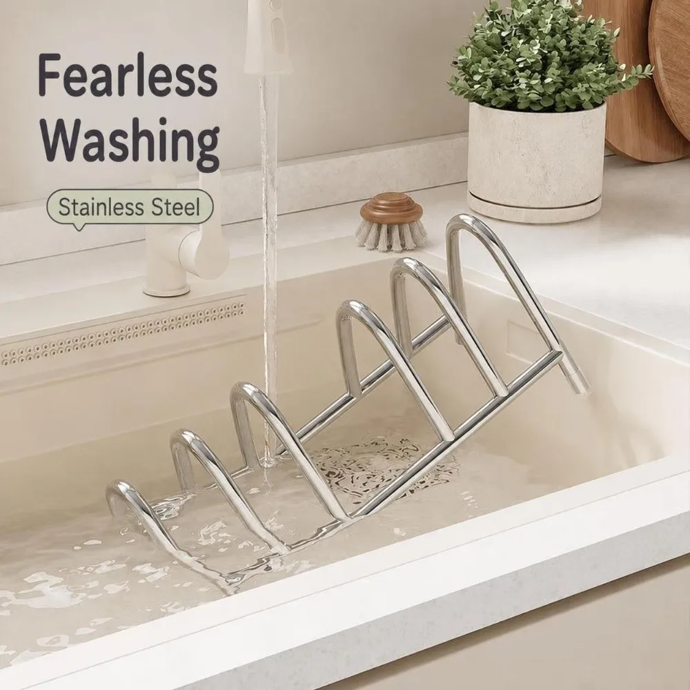 Stainless Steel Pot Lid Storage Rack Rustproof Moisture-proof Cookware Holder Anti-slip Space Saving