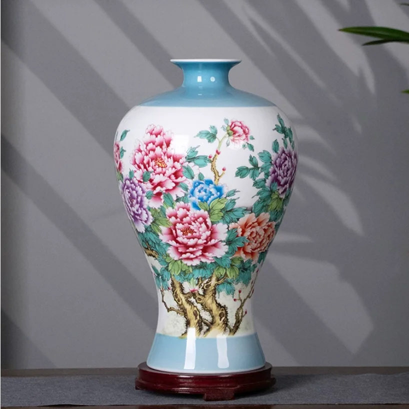 37cm/eramic Jingdezhen Vase Chinese Traditional Flower Vases Living Room Decoration Vase Fine Smooth Surface Furnishing Articles
