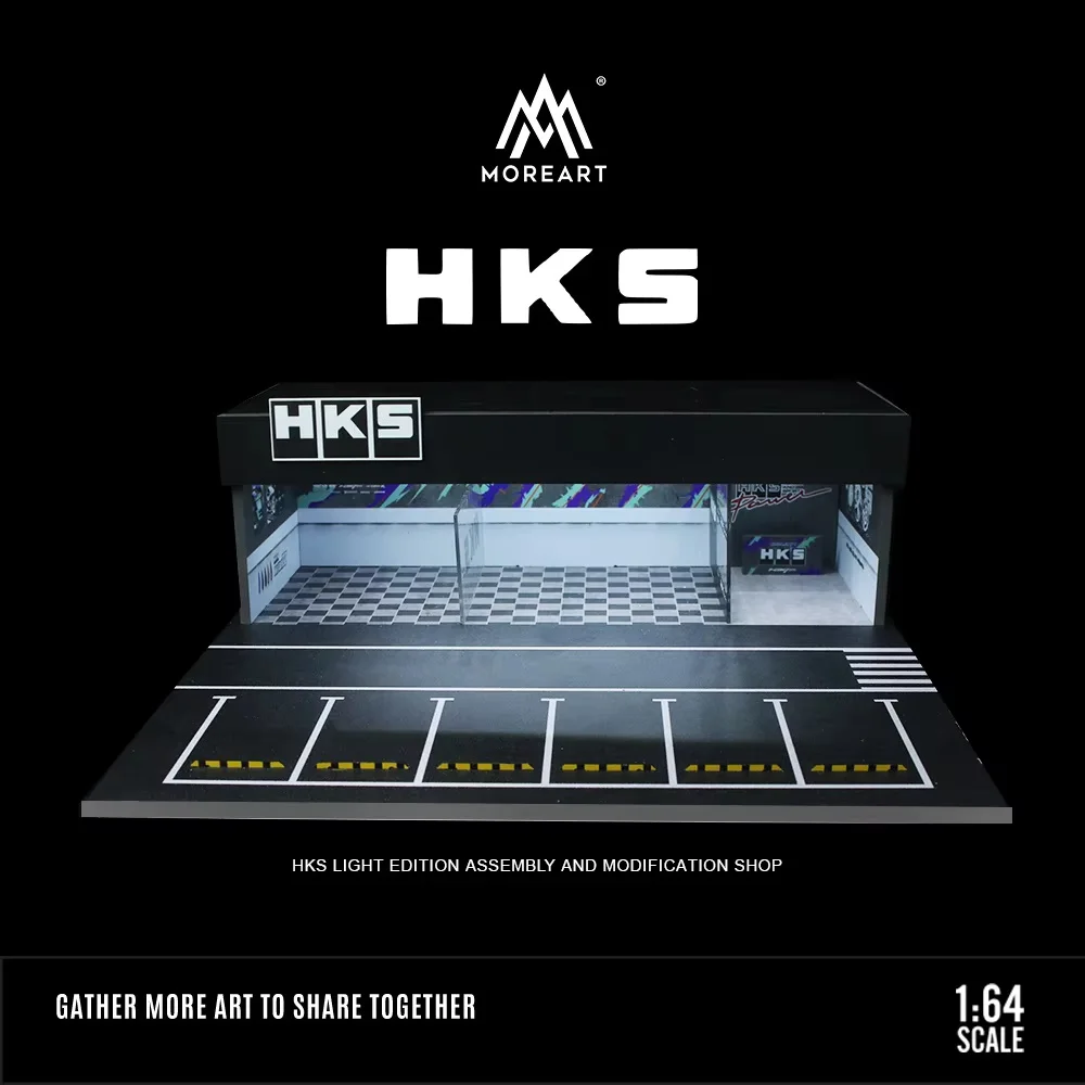 TimeMicro&MoreArt 1/64 LBWK HKS Advan Light Version Assembly and Modification Shop Auto Repair Workshop Car Scene Model