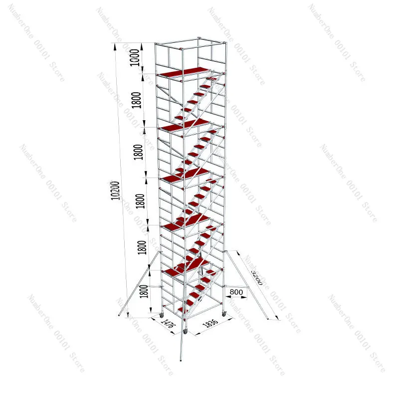 Aluminum Alloy Decoration Scaffolding Construction Site Aerial Work Platform Mobile Climbing Ladder