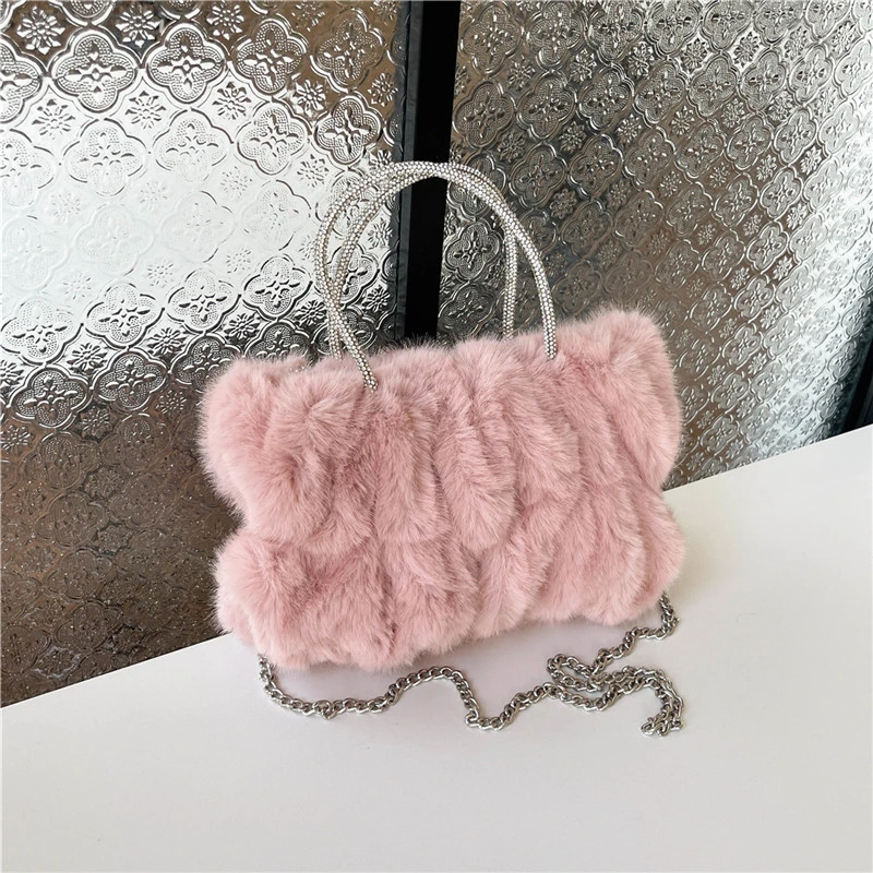 Velvet Zipper Shoulder Bags Ladies Bags on Sale 2024 High Quality Solid Colors New Fashion High Capacity Beading Casual Handba