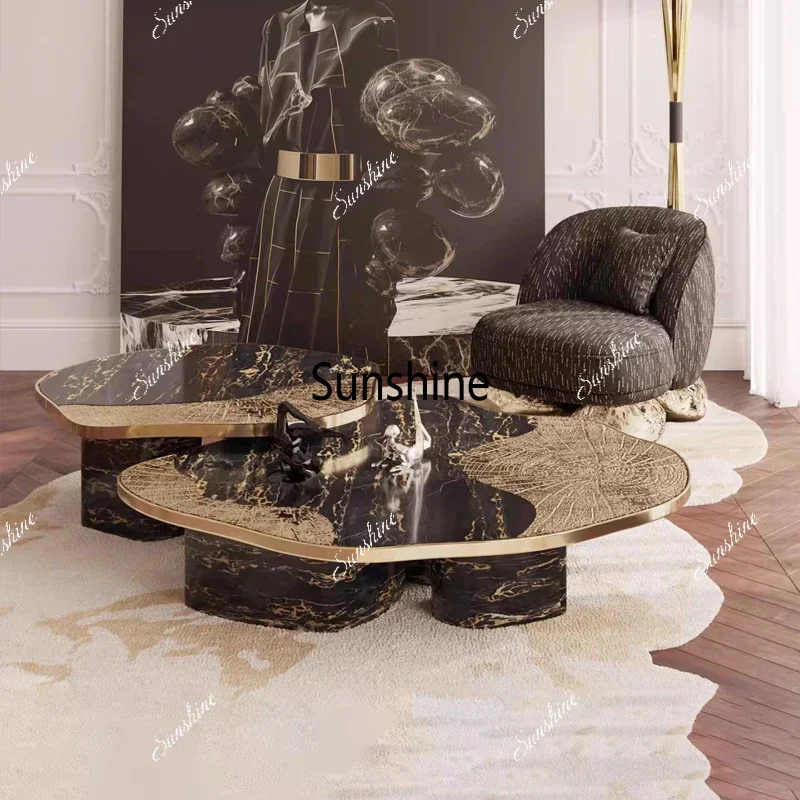 Light luxury high-end tea table high-end home living room marble coffee table