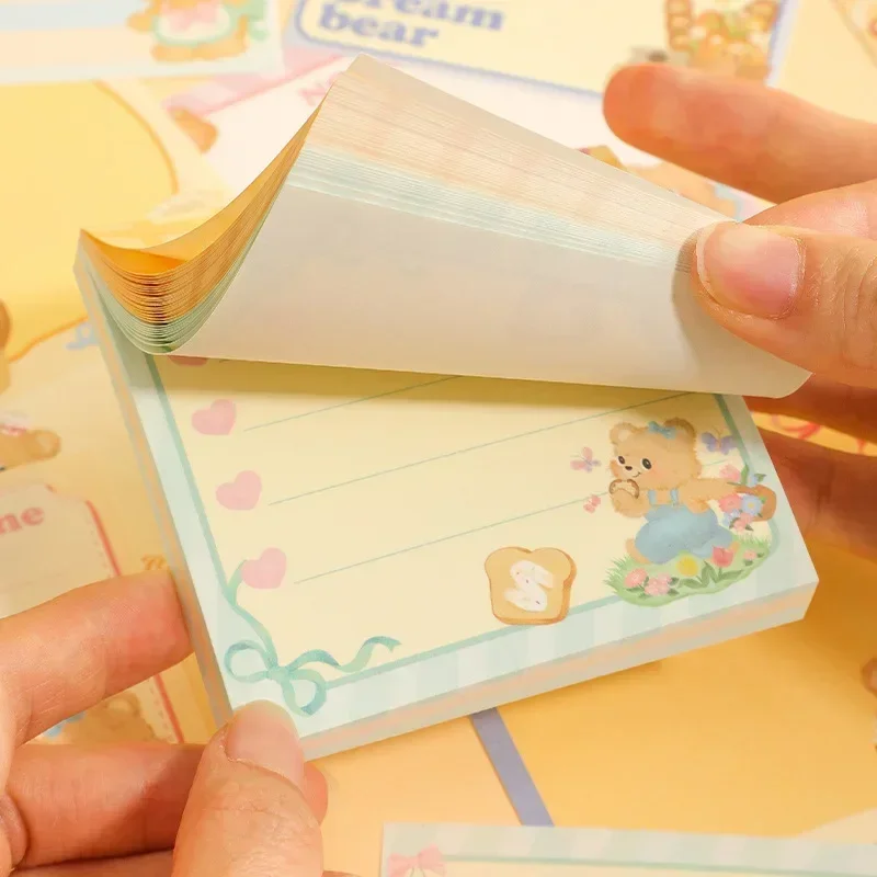80pcs Kawaii Bear Series Note Pad Cartoon Cute Square Notebook Mini Portable Note Pad