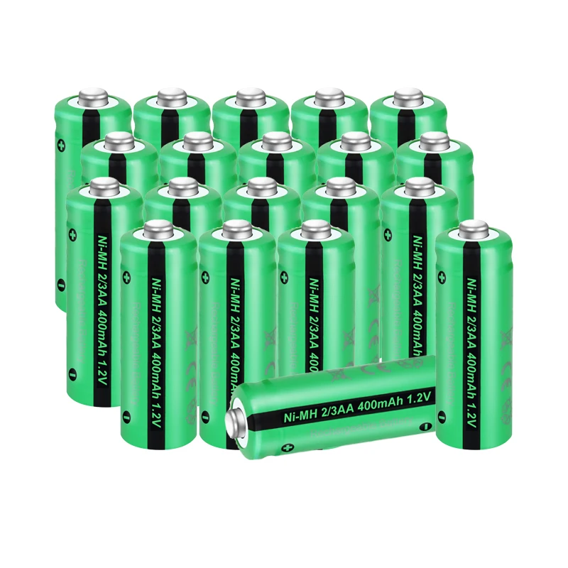 

20PC PKCELL 1.2V 2/3AAA Ni-MH Rechargeable Battery Button top 400mAh Solar Garden Landscape Batteries