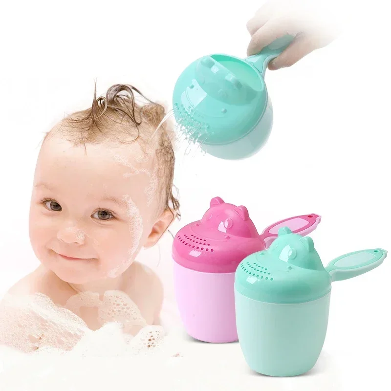 Gorros de baño de dibujos animados para bebés, taza de champú para niños, cucharas de ducha para niños, taza para lavar el cabello, herramienta de