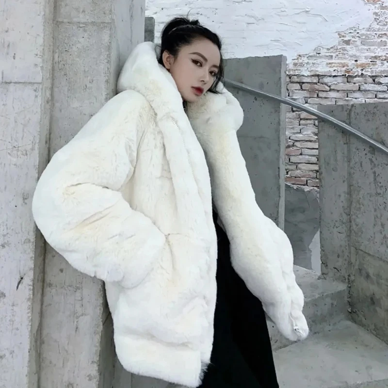 Winter Warm Elegant Thick Faux Fur Coats Women Loose Casual Belt Black Lady Jacket Korean Fashion Gray Student Outwear New Cute