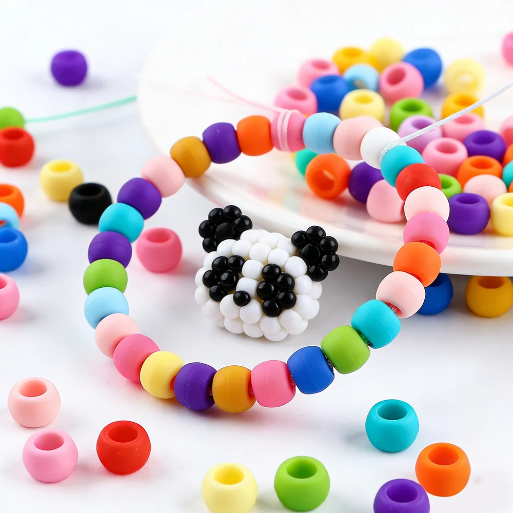 50pcs 6*9mm Large Hole Pony Candy Colorful Silicone Beads Set For Jewelry Making DIY Hair Braiding Bracelet Necklace Handicrafts - view 4