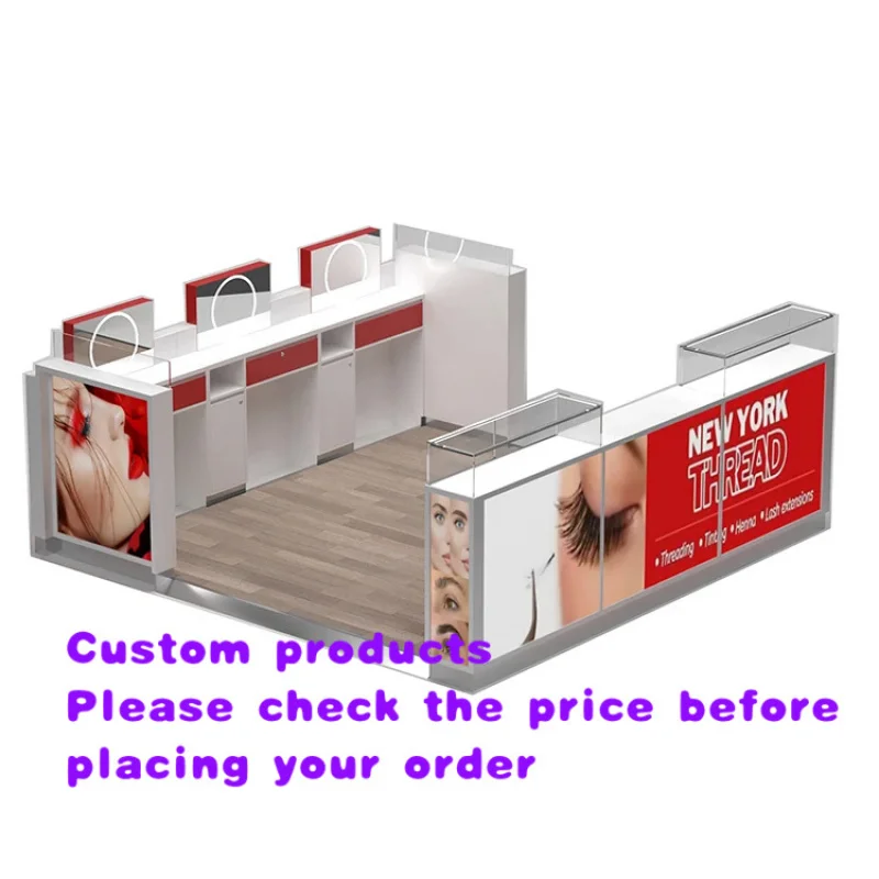 custom.Design Nail Salon Furniture Skincare Display Counter Cosmetics Showcase Eyebrow Station Kiosk Mall Nail Kiosk S