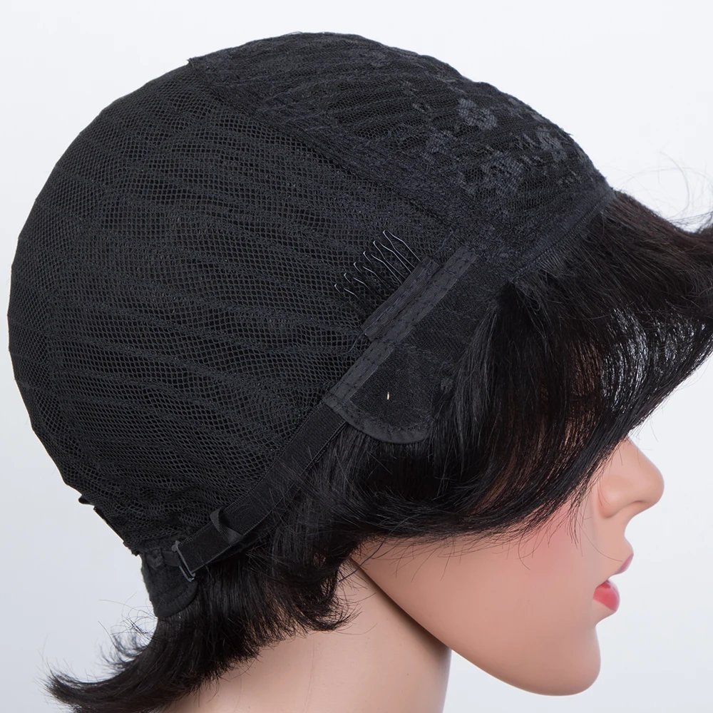 باروكات شعر بشري قصيرة بوب مع الانفجارات قطع عابث شعر مستعار قصير بوب شعر برازيلي مستقيم مصنوع آليًا شعر مستعار للنساء السود شعر مستعار