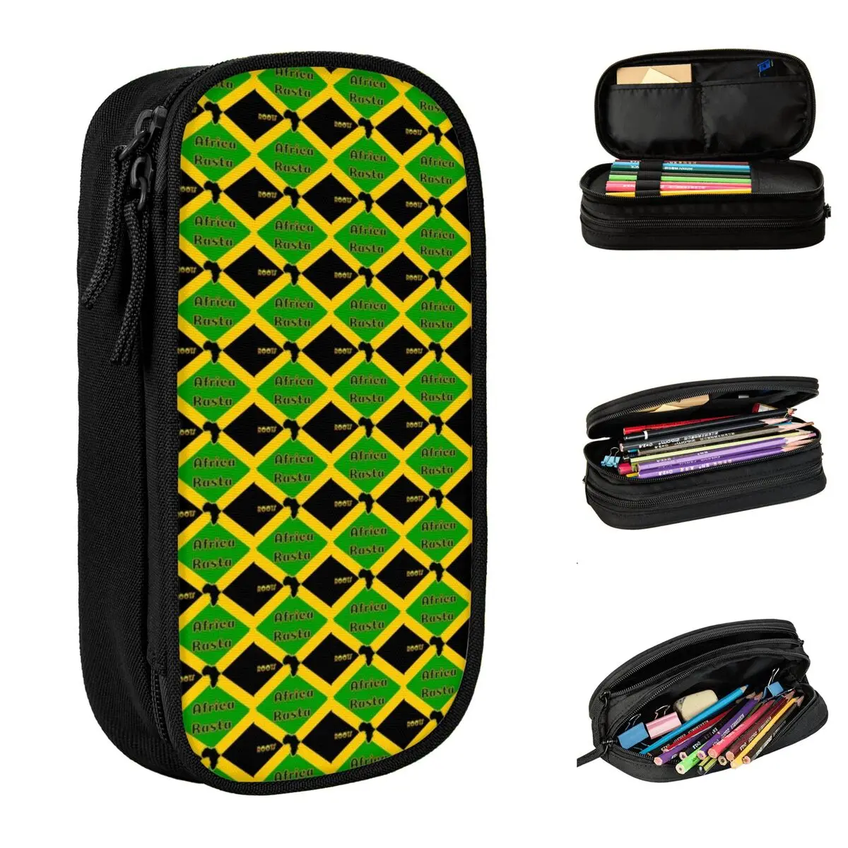 

Jamaica Flag Pencil Case School Pencil Cases Double Layer Boy Girl Kawaii Large Capacity Pen Box School Stationery