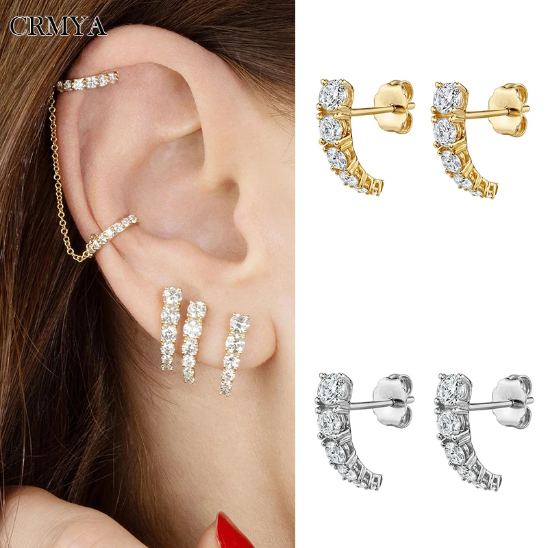 

CRMYA Gold Silver Filled Stud Earrings for Women Vintage Piercing Zircon Women's Stud Earrings 2022 Fashion Jewelry Wholesale