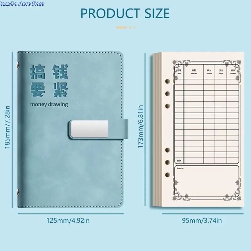 D0UA Refillable Leather Budget Planner พร้อมเครื่องหนัง 6 วงครอบคลุมการประหยัดเงินผู้จัดงานเงินสำหรับการวางแผนรายวัน