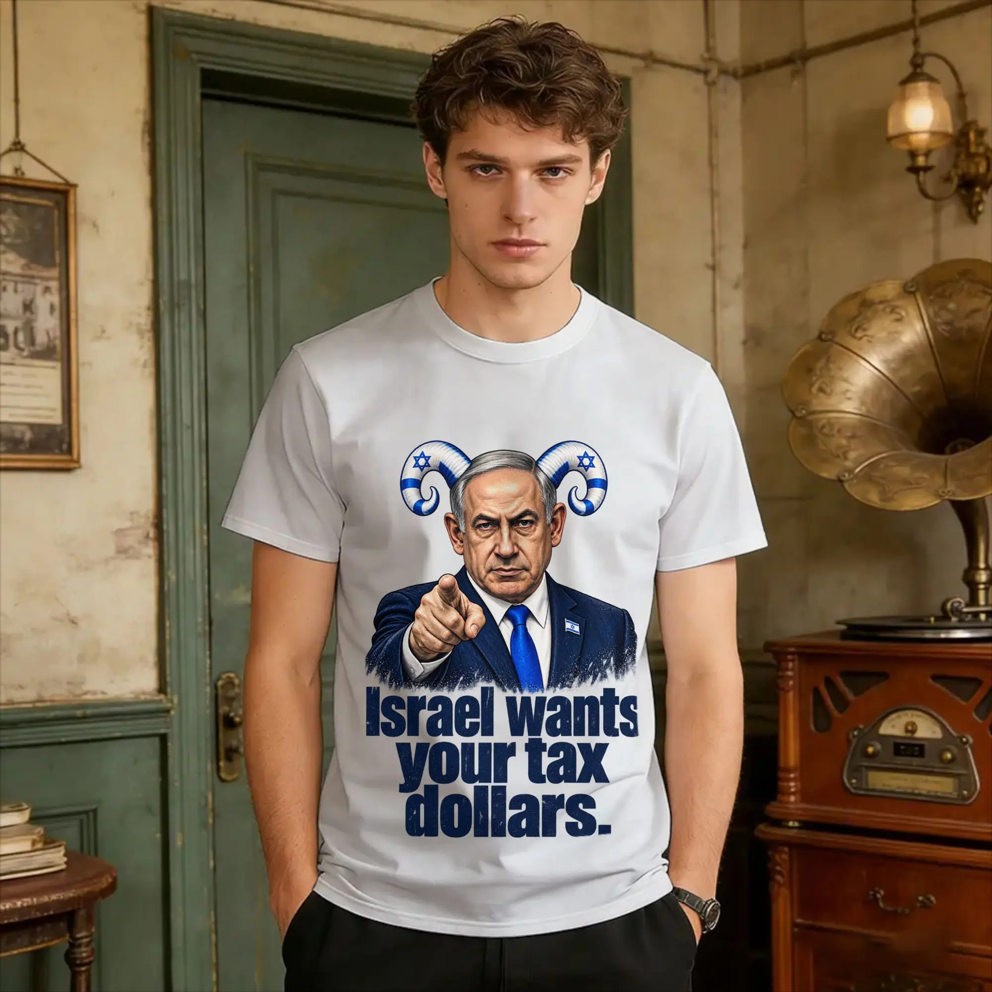 Benjamin Netanyahu T Shirt Men's  Streetwear T-Shirts Summer Crew Neck Harajuku Tee Shirt Pattern Oversized Tops